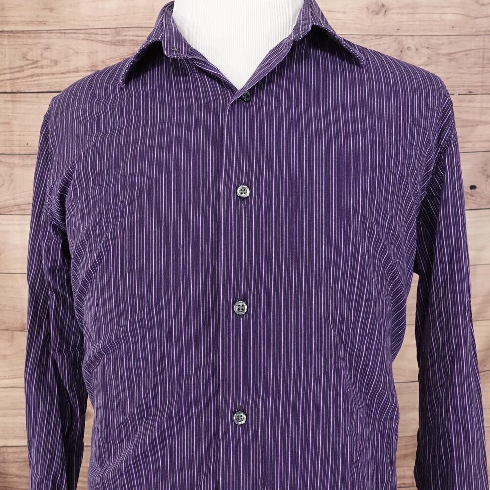APT 9 PURPLE STRIPED LONG SLEEVE BUTTON DOWN SHIRT MENS SIZE XL